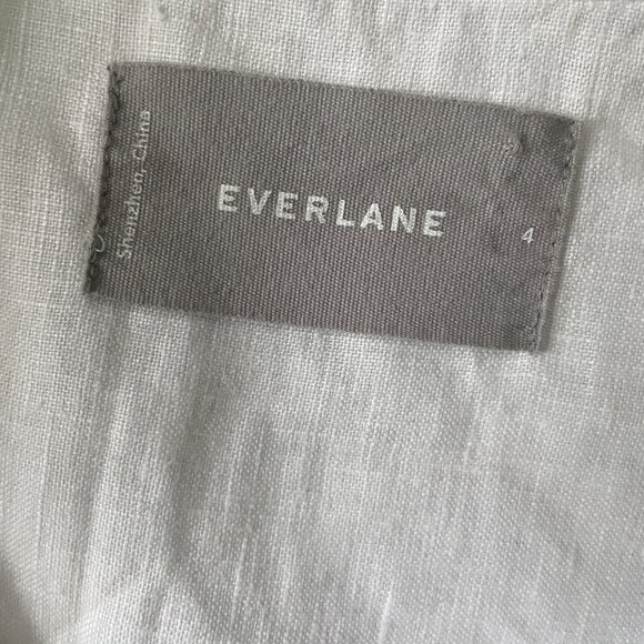 Everlane Woman's White Linen Collarless Oversize Shirt Blouse-Size 4 - Picture 2 of 7